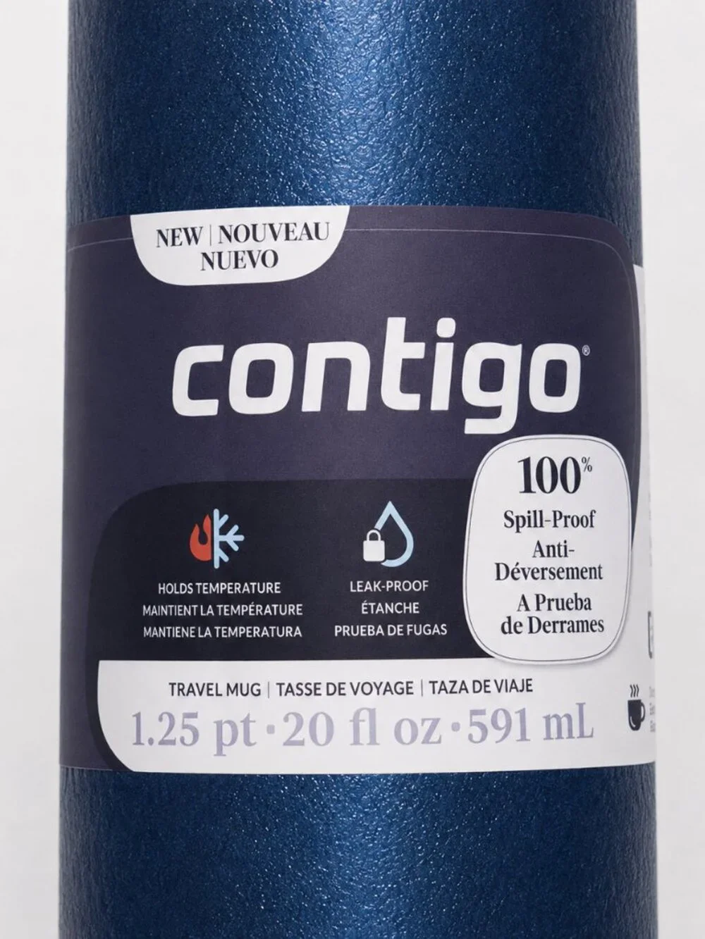 CONTIGO Travel Mug 20 oz AUTOSEAL WEST LOOP 3 STAINLESS Frosty Crystal Blue
